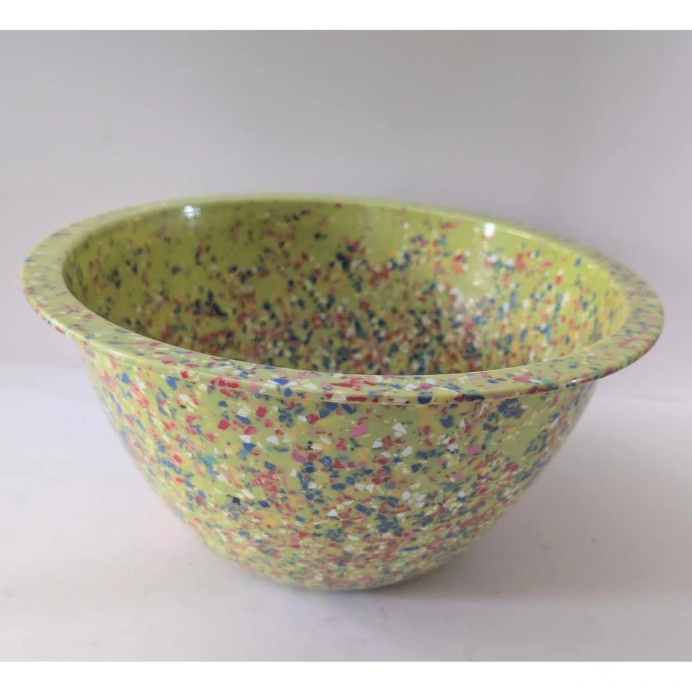 Zak Designs MCM Lime Green Melamine Speckled Confetti Large Mixing Bowl 7